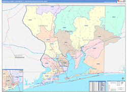 Pensacola-Ferry Pass-Brent Metro Area Wall Map Color Cast Style 2026